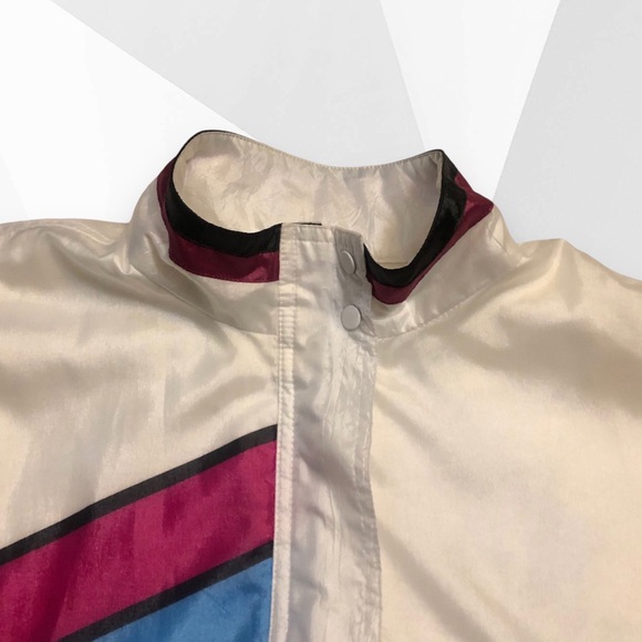 80’s Colorblock Tennis Windbreaker Zip Bomber Athletic Jacket Medium by Tail - Picture 6 of 7